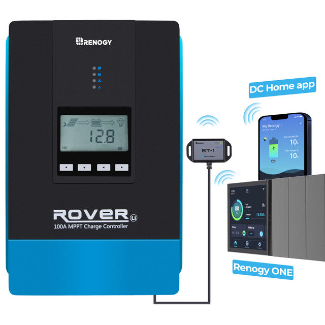 Renogy RNG-CTRL-RVR100 - Rover Li 100 Amp MPPT Solar Charge Controller Regulator Compatible with Lithium, Sealed, Gel, and Flooded B