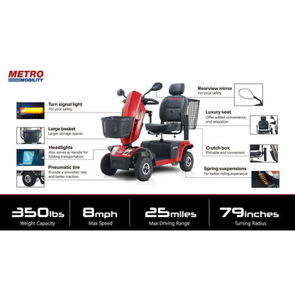 Metro Mobility S500 Series 4-Wheel Heavy Duty Travel Mobility Scooter