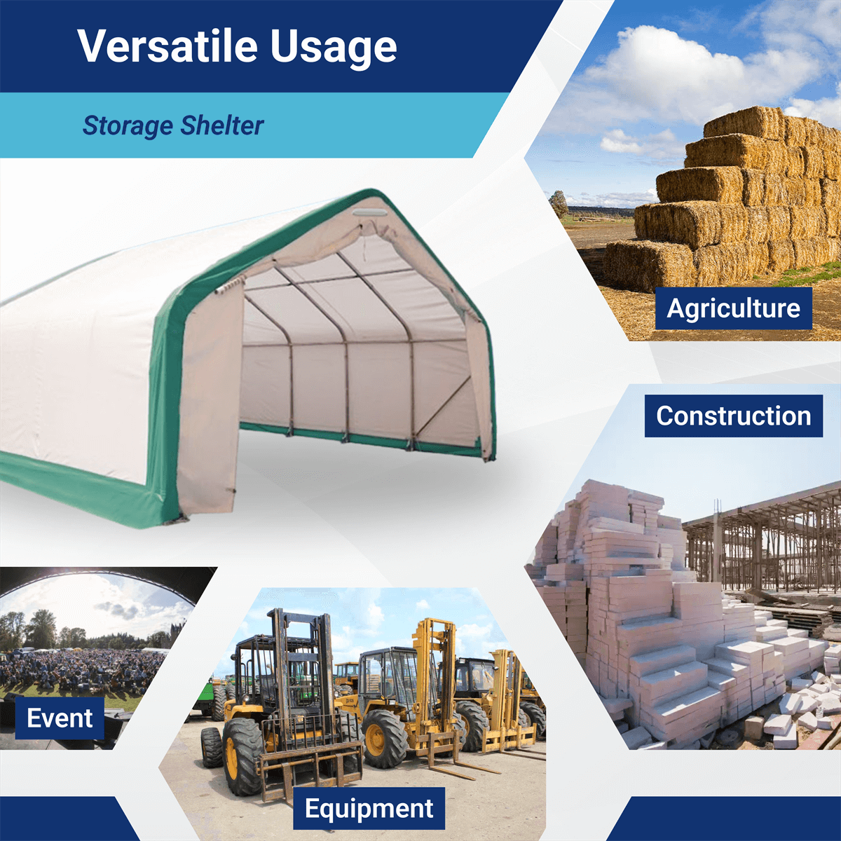 W 20FT x L 20FT x H 12FT Single Truss Storage Shelter