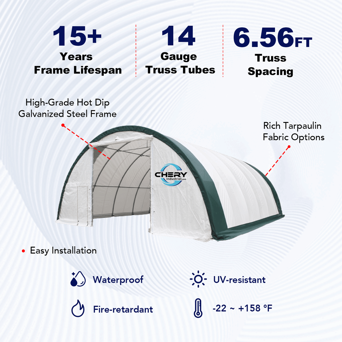 W 30FT x L 65FT x H 15FT Single Truss Arch Storage Shelter