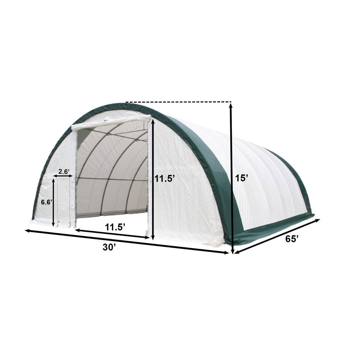 W 30FT x L 65FT x H 15FT Single Truss Arch Storage Shelter