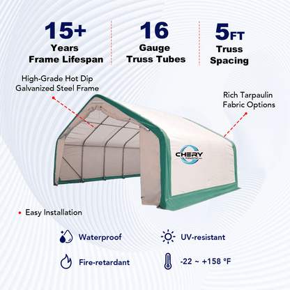 W 20FT x L 20FT x H 12FT Single Truss Storage Shelter