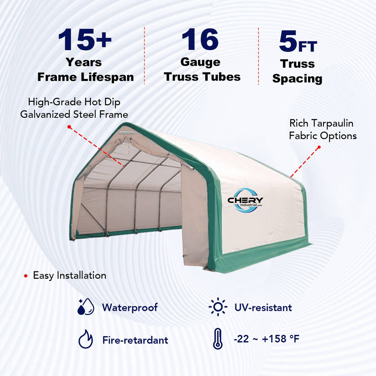 W 20FT x L 40FT x H 12FT Single Truss Storage Shelter