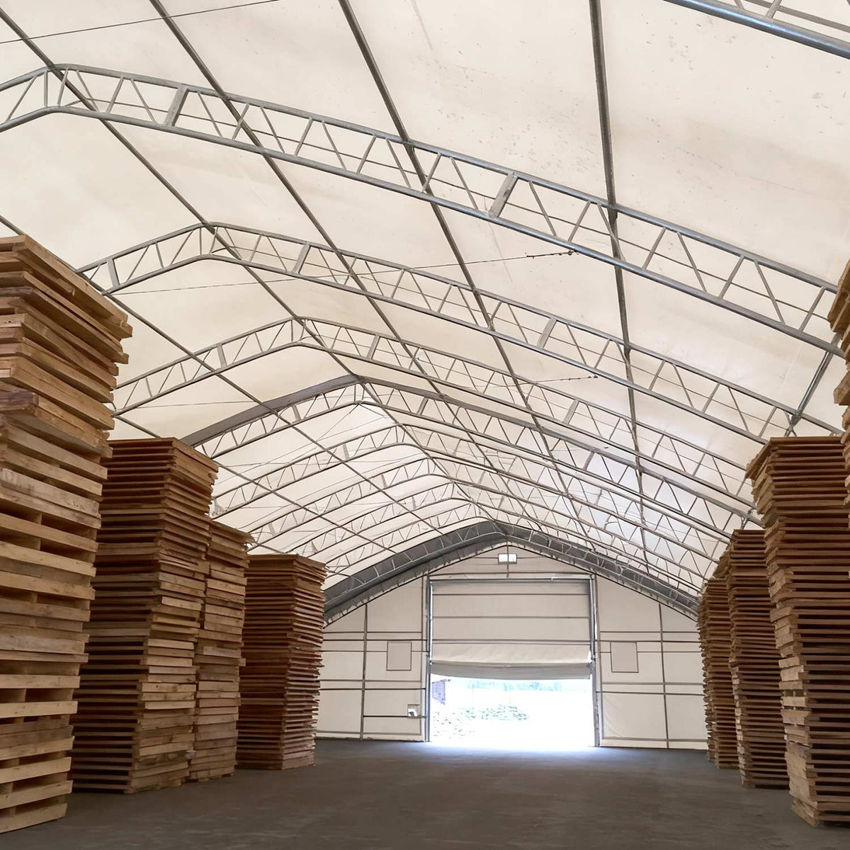 W 50FT x L 100FT x H 23FT Double Truss Storage Shelter