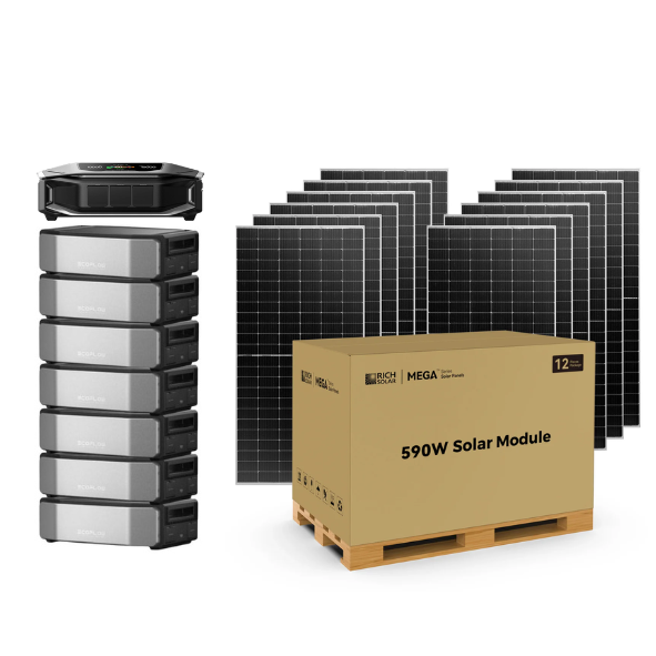 12 Rich Solar MEGA 590 BIFACIAL Solar Panel + EcoFlow DELTA Pro Ultra X Power Station (7 batteries)+ Ecoflow DELTA Pro Ultra X Inverter Bundle