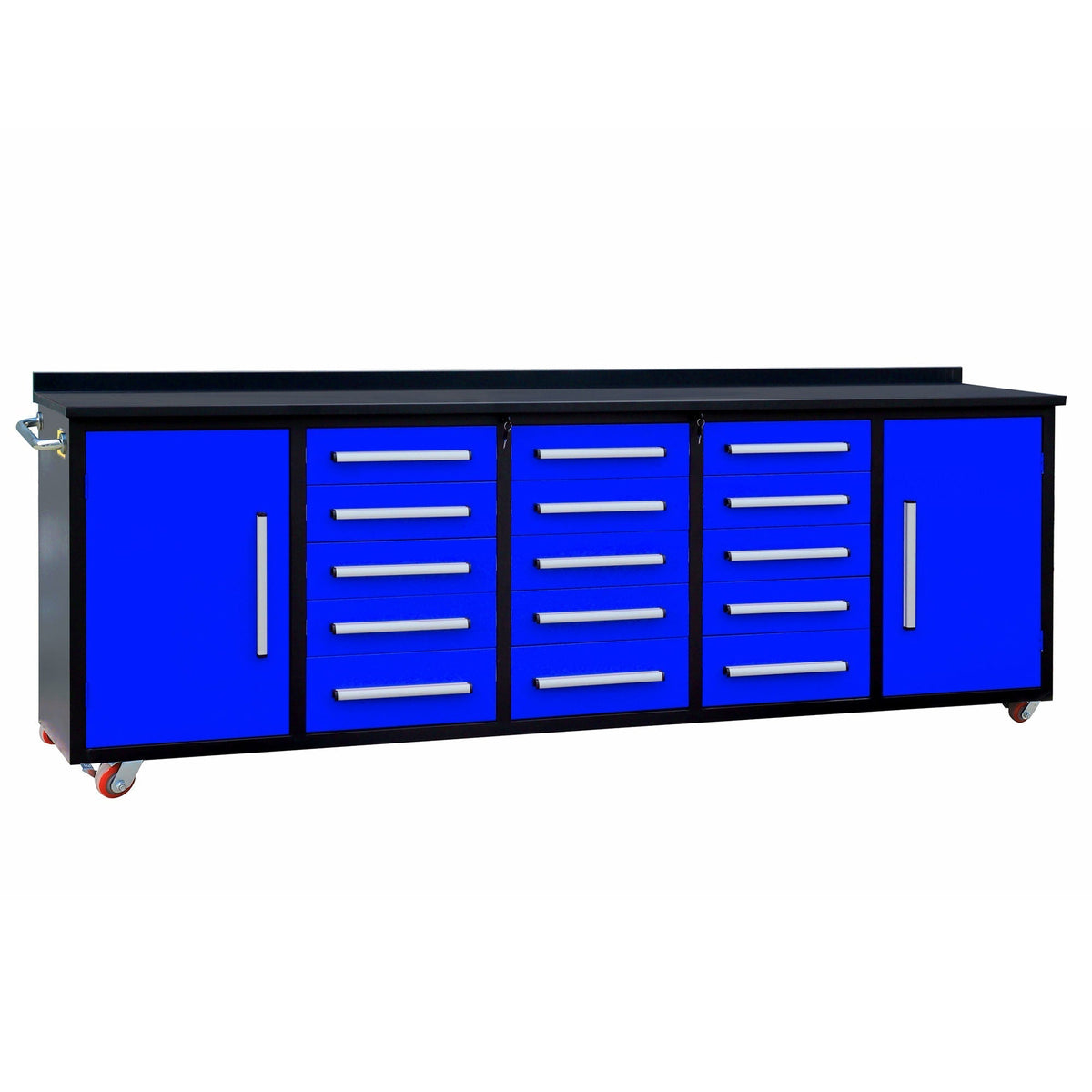 10ft 15-Drawer Storage Workbench with Wheels