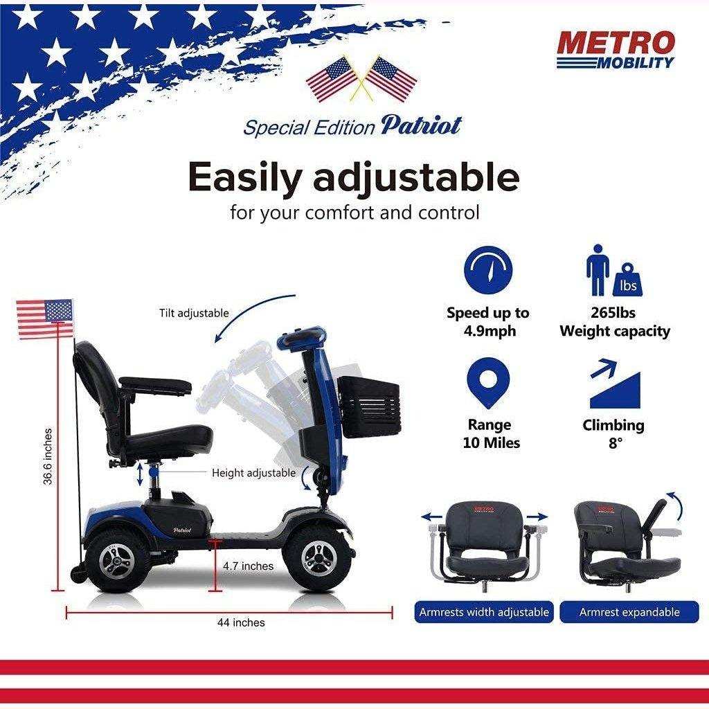 Metro Mobility Patriot Series 4-Wheel Travel Mobility Scooter