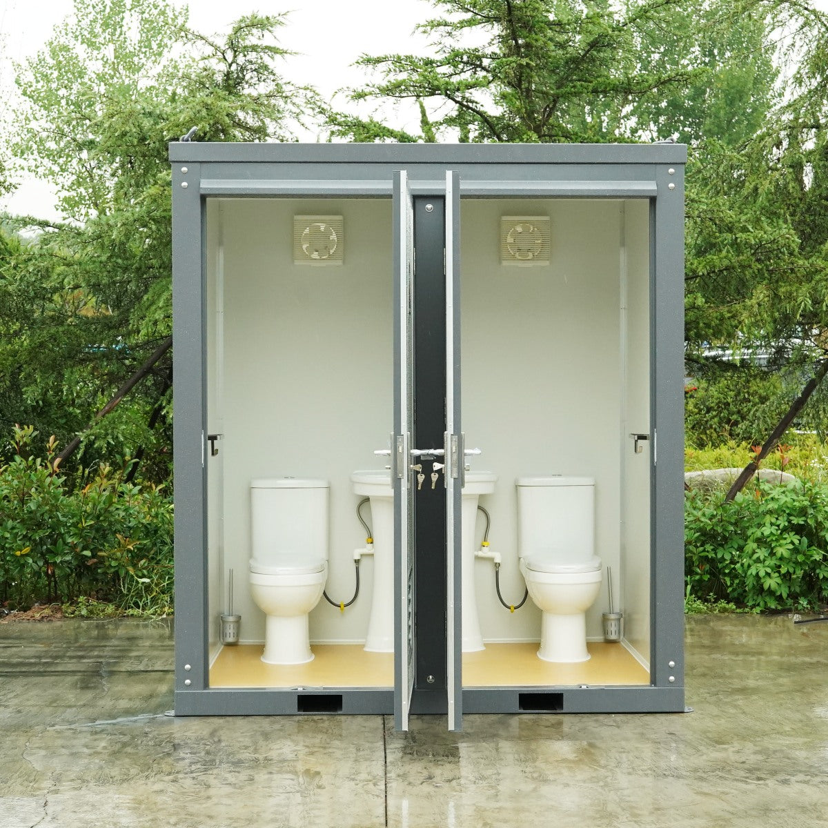 2 Private Toilet Stalls Portable Restroom