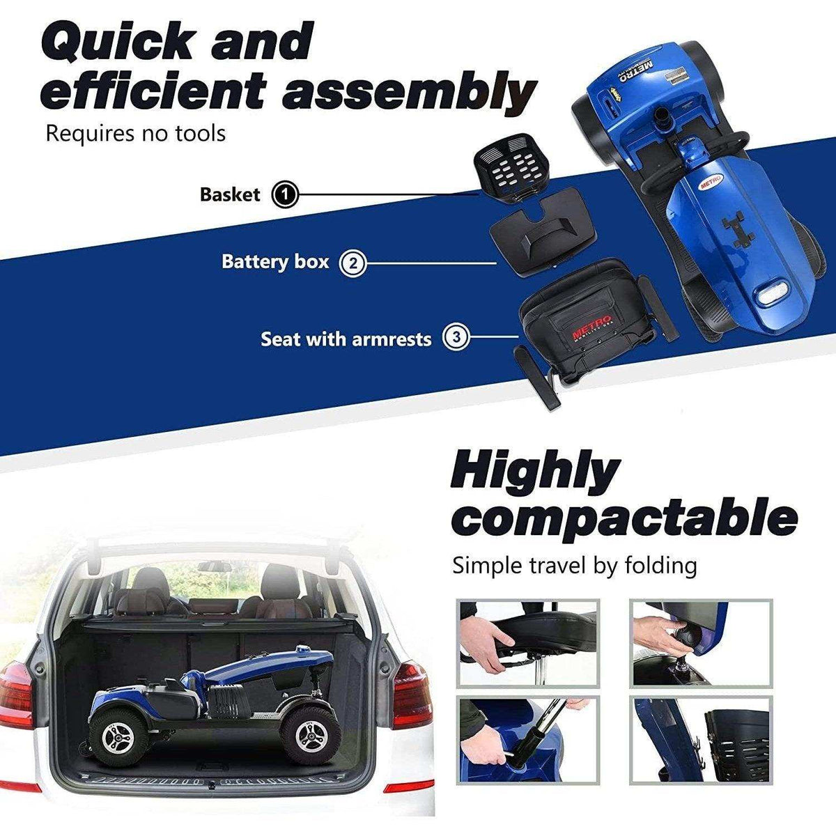 Metro Mobility Patriot Series 4-Wheel Travel Mobility Scooter