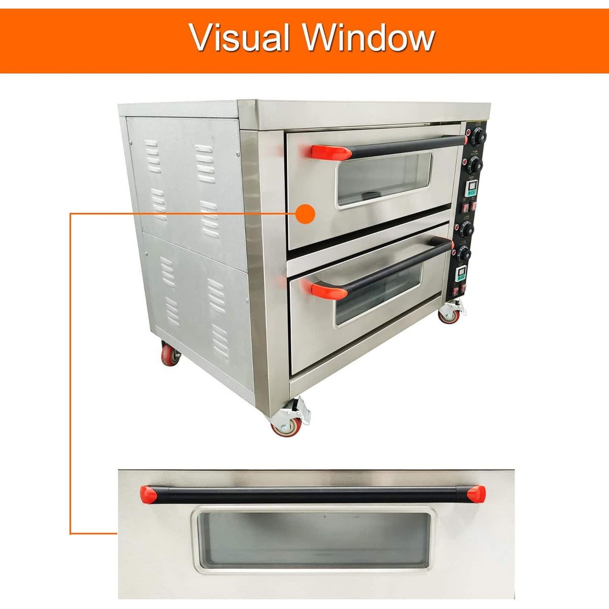 6400W Commercial Electric Double Deck Convection Baking Pizza Oven