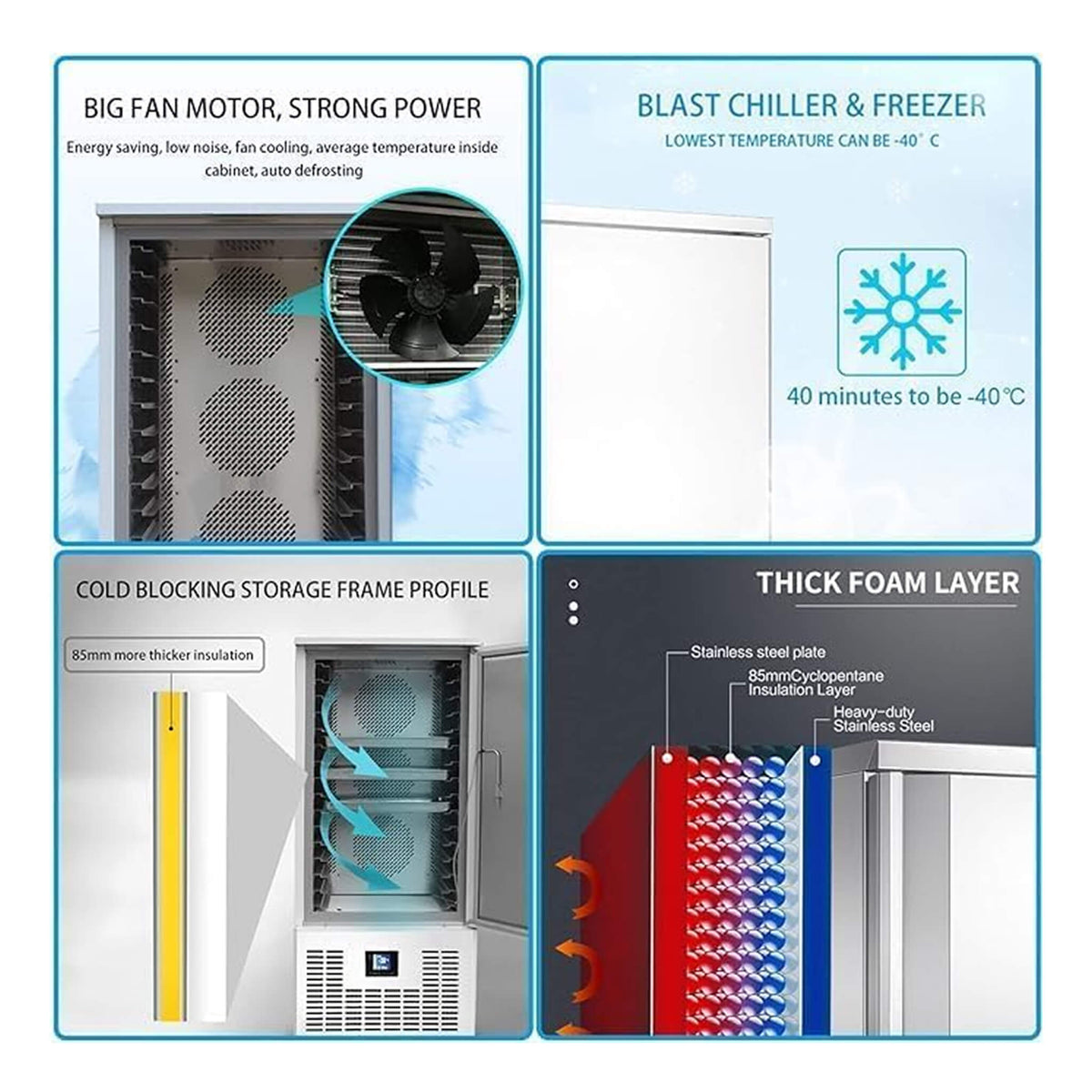 Commercial Heavy-Duty Extra-Low Temperature Blast Chiller Freezer
