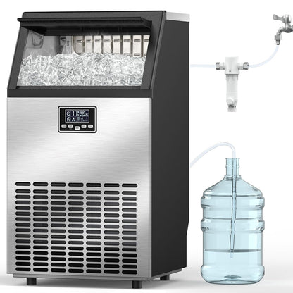 Commercial Ice Maker Machine 100lbs Moon-Shaped Ice Machine with Storage