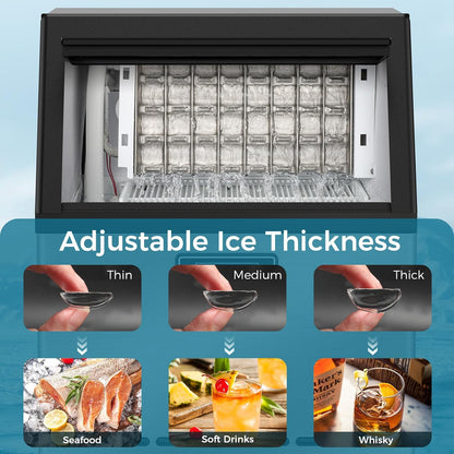 Commercial Ice Maker Machine 100lbs Moon-Shaped Ice Machine with Storage