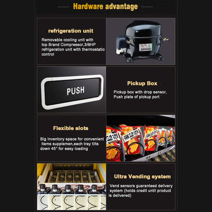 Epx Large 6FT Snacks And Drinks Combo Vending Machine With Dual Zone Refrigeration And Bill Acceptor
