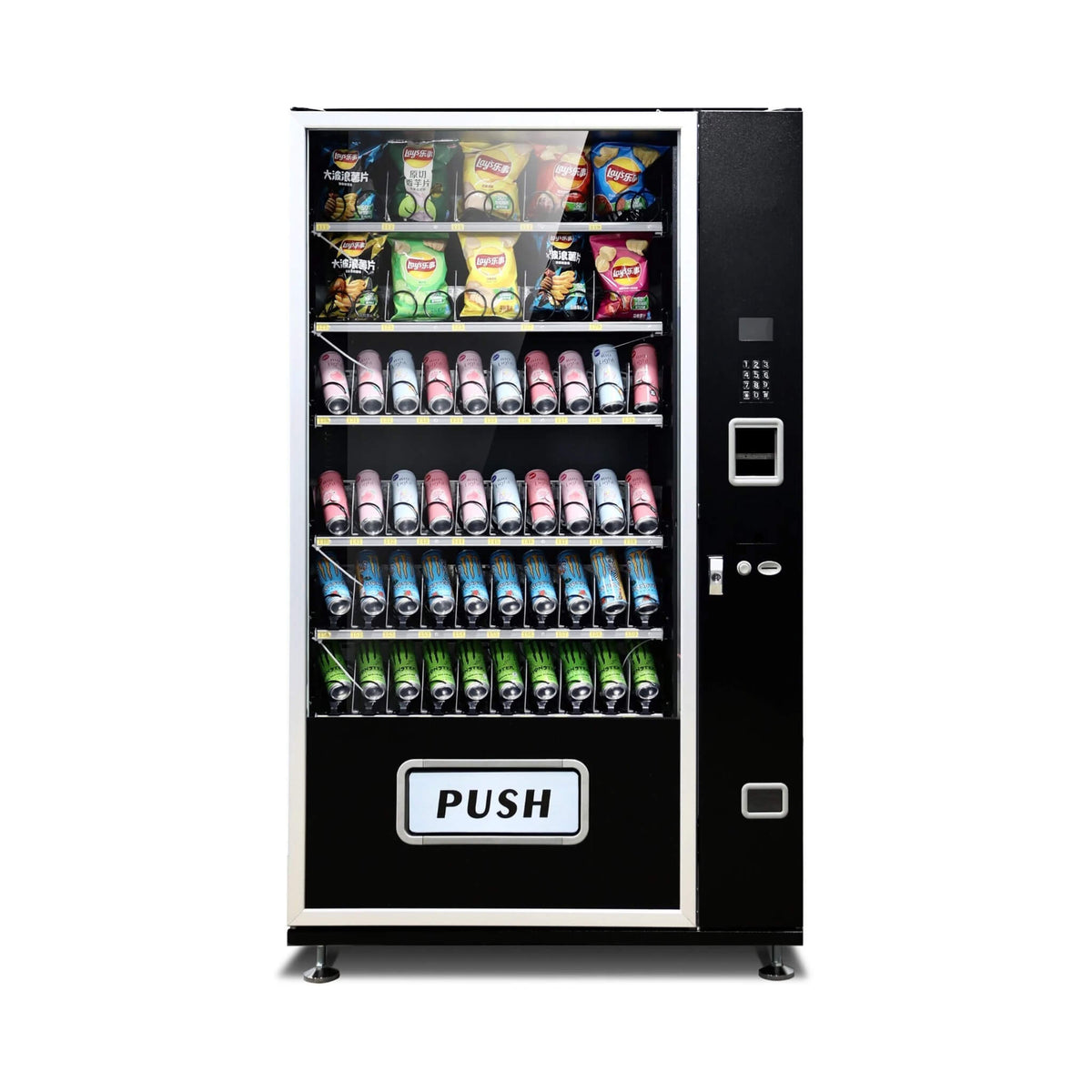 Epx Extra Large 6FT Snacks And Drinks Combo Vending Machine With Dual Zone Refrigeration And Bill Acceptor