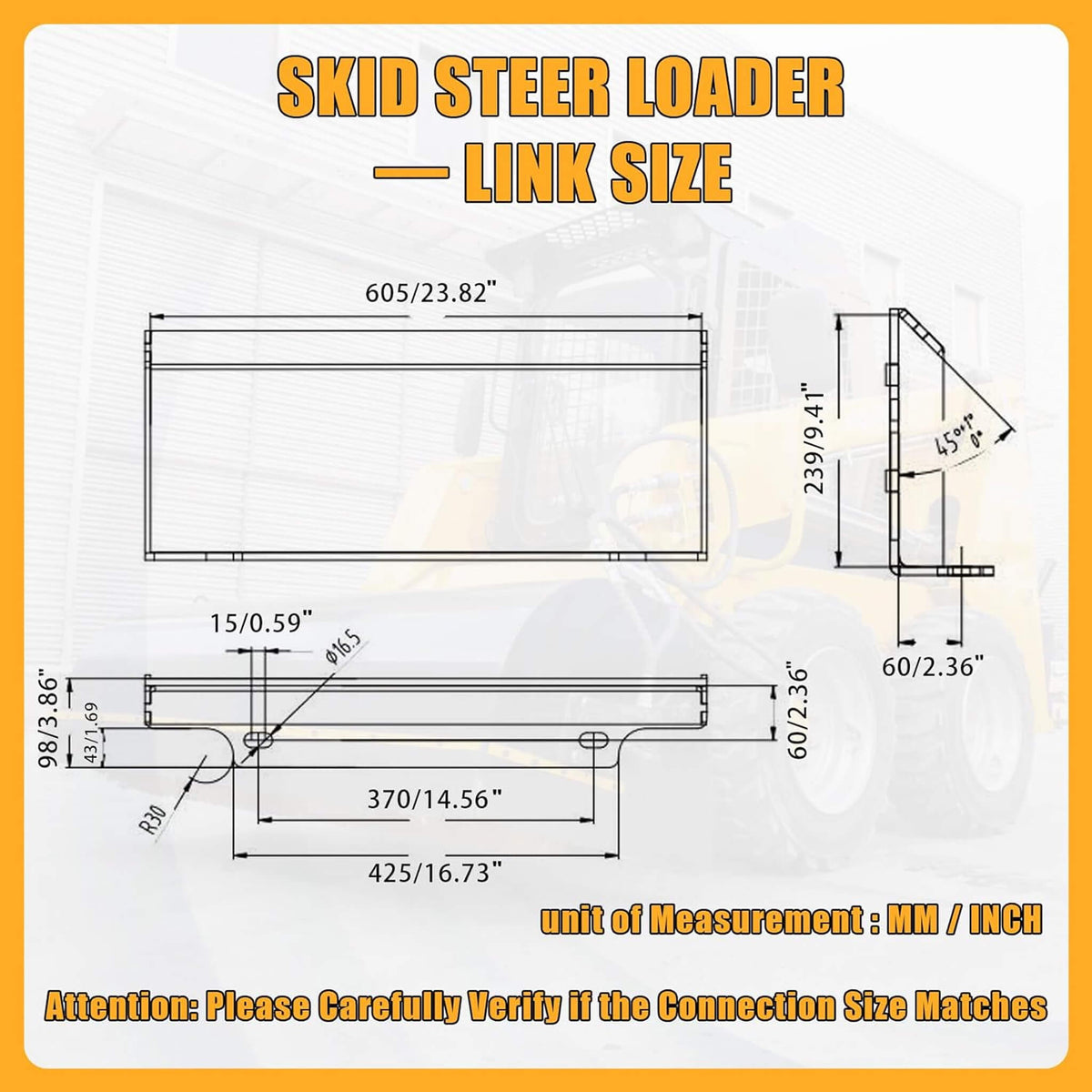 Heavy-Duty 4-In-1 Multipurpose Mini Skid Steer Bucket Combo Attachment