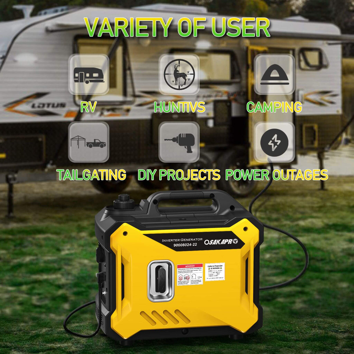 Heavy-Duty 79CC Ultra Quiet 2000W Inverter Portable Gas Generator