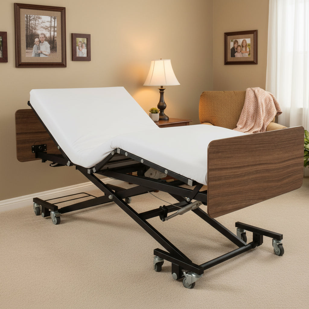 Ultra Low Electric Hospital Bed with Qbar Rails