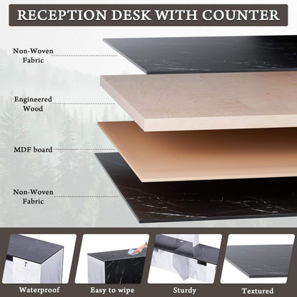 Velmor L-Shaped Modern Black and White Reception Desk with Lockable Drawers