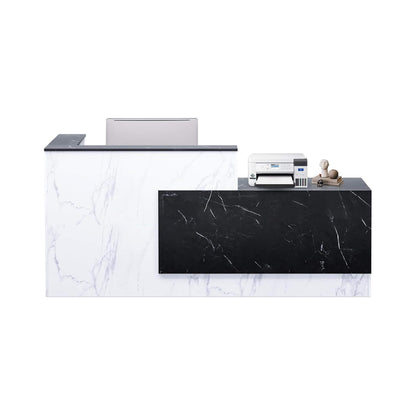 Velmor L-Shaped Modern Black and White Reception Desk with Lockable Drawers