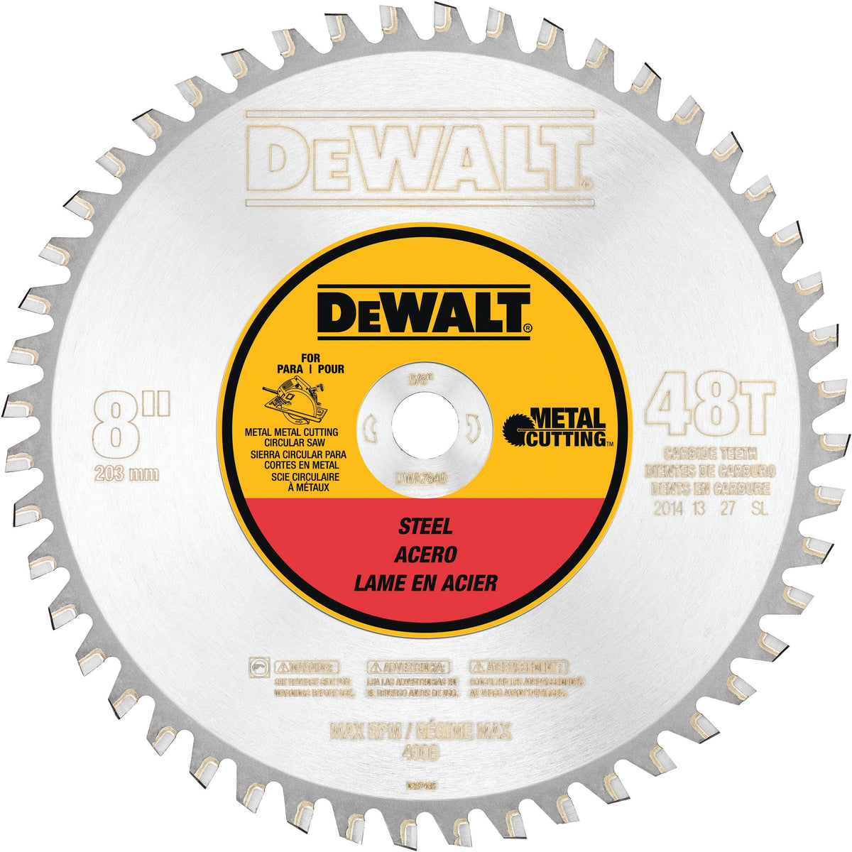 DeWalt DWA7840 8" 40T Ferrous Metal Cutting 5/8" Arbor