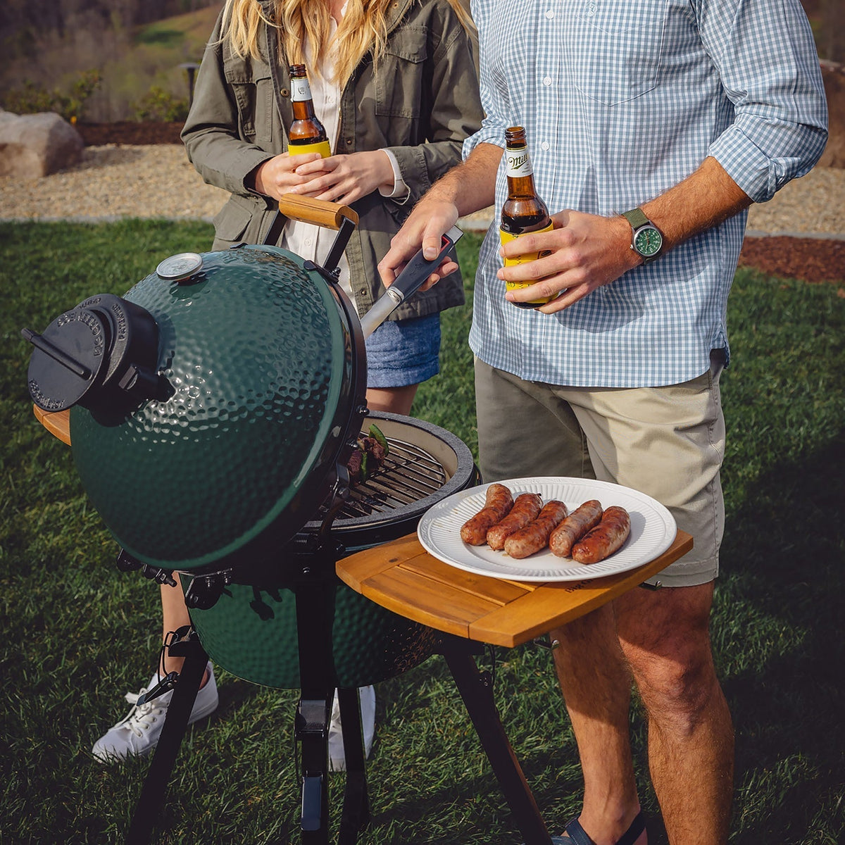 MiniMax Big Green Egg + Portable Nest + Acacia EGG Mates Package