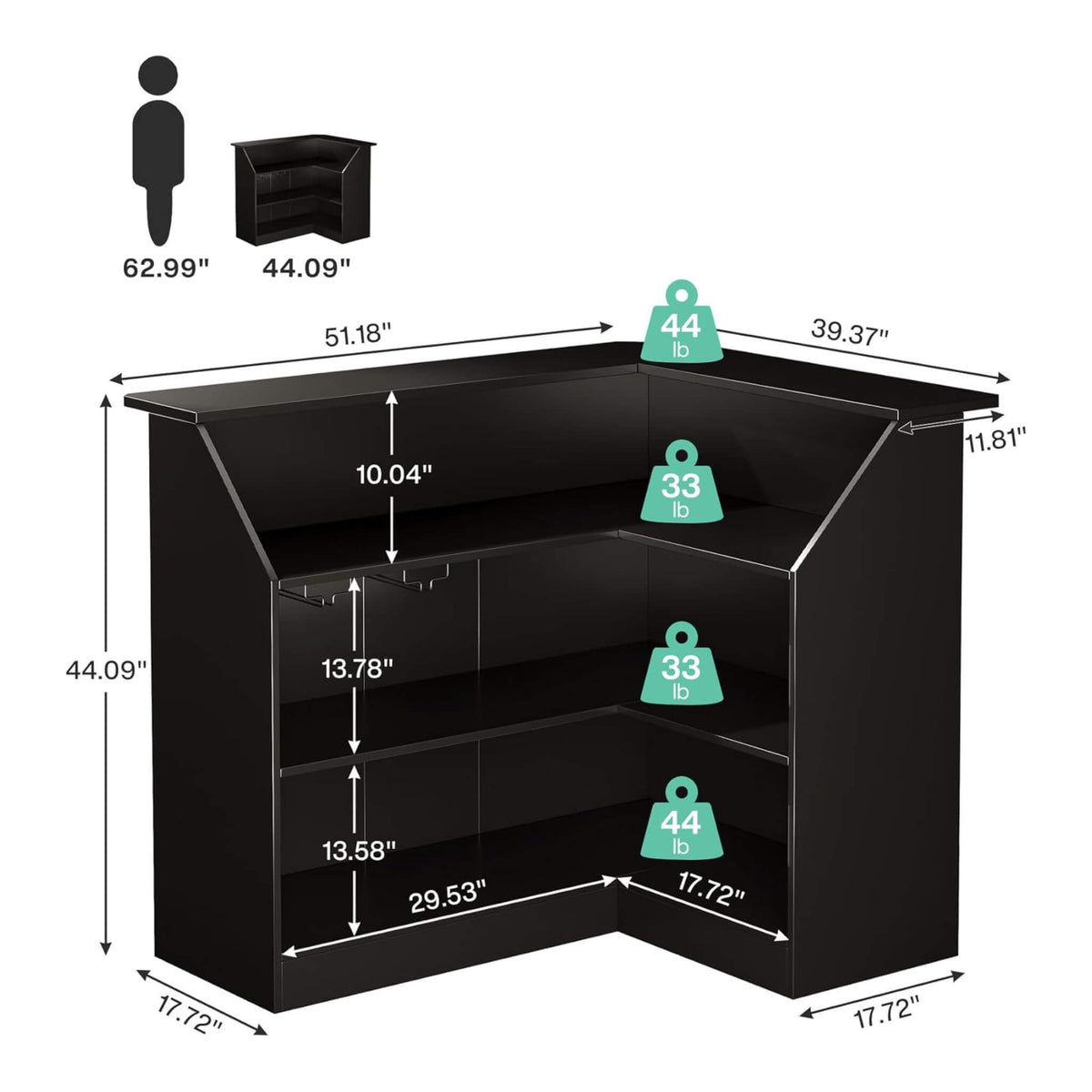 Velmor Modern L-Shaped Reception Desk with Storage Shelves
