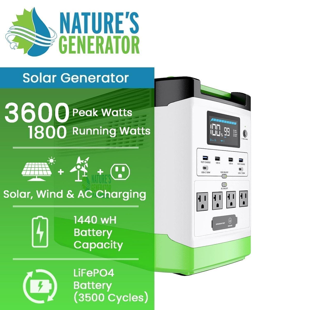 Nature's Generator Lithium 1800 Power Station