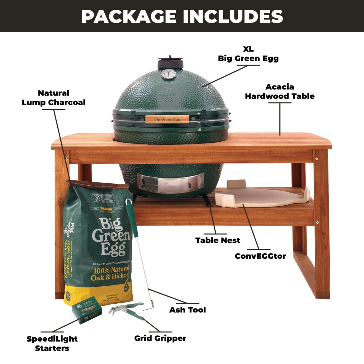 XL Big Green Egg + Acacia Table Package